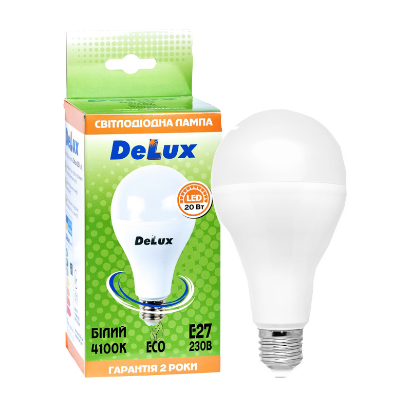 Лампа світлодіодна Delux A80, 20Вт, E27, 4100К (4823085811578)